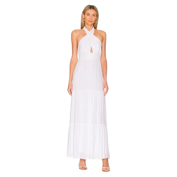 Alice + Olivia Dresses & Skirts - Alice + Olivia White Eyelet Halter Maxi Dress